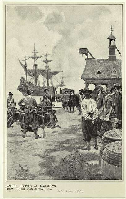 Slaves arriving in Jamestown 1619