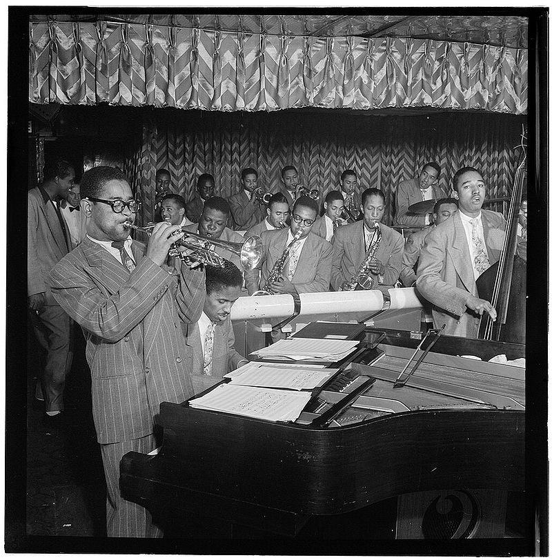 Gillespie with John Lewis, Cecil Payne, Miles Davis, and Ray Brown, between 1946 and 1948