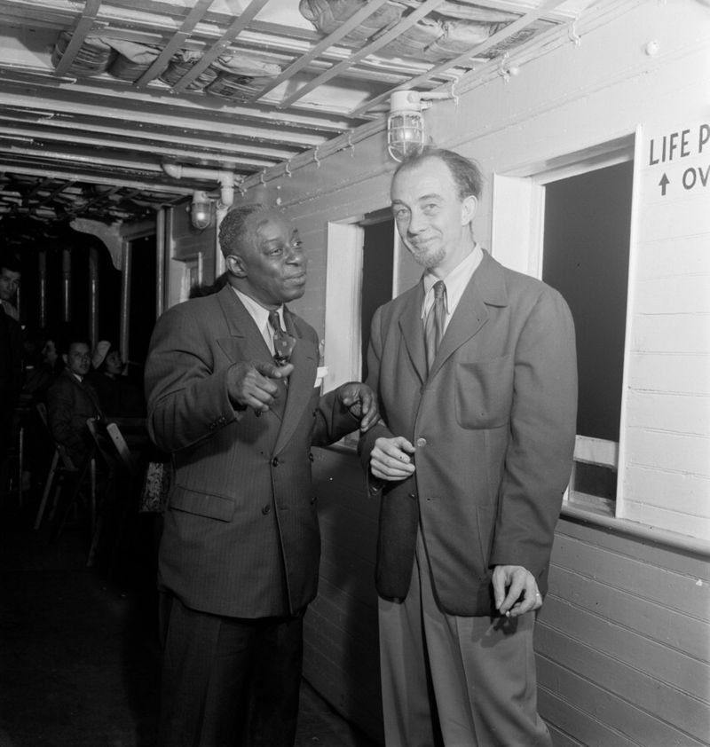 Rudi Blesh (right) and Baby Dodds in 1947