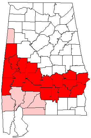 Map of the Black Belt region of Alabama