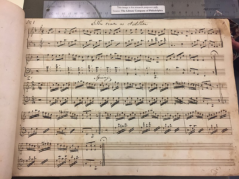 Frank Johnson piano manuscript, 1820. The Library Company of Philadelphia.