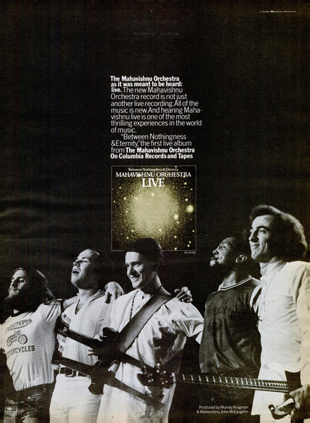 1973 trade advert of Mahavishnu Orchestra