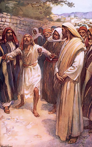 The Gospel of Mark tells of the curing of a man named Bartimaeus, healed by Jesus